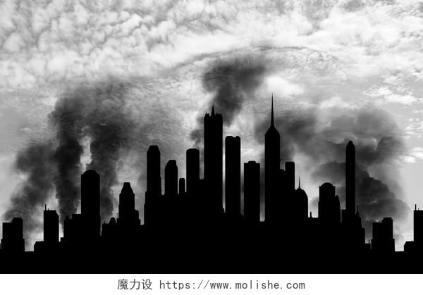 城市灰色天空下的剪影